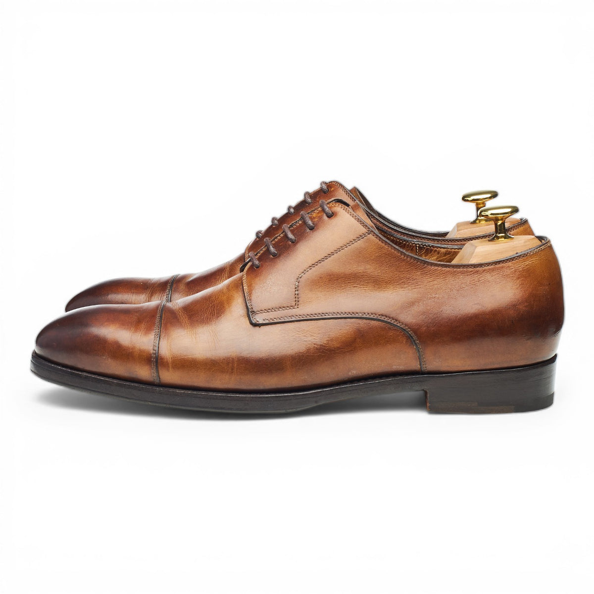 Brown Leather Cap Toe Derby UK 8