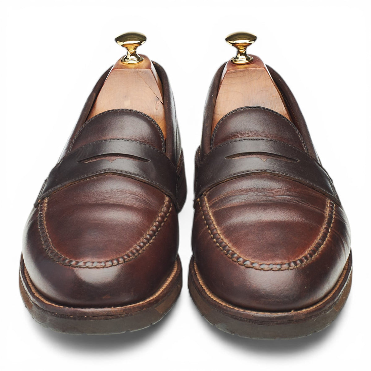'57348' Dark Brown Waxed Leather Loafers UK 10 US 10.5 C