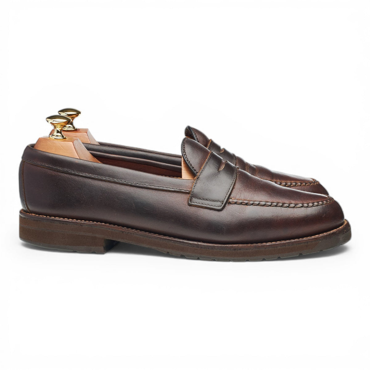 '57348' Dark Brown Waxed Leather Loafers UK 10 US 10.5 C