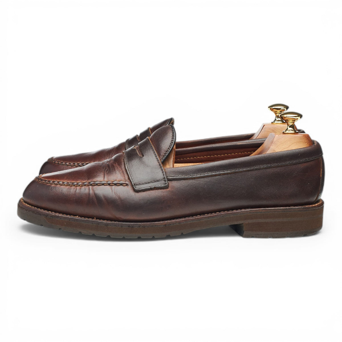 '57348' Dark Brown Waxed Leather Loafers UK 10 US 10.5 C