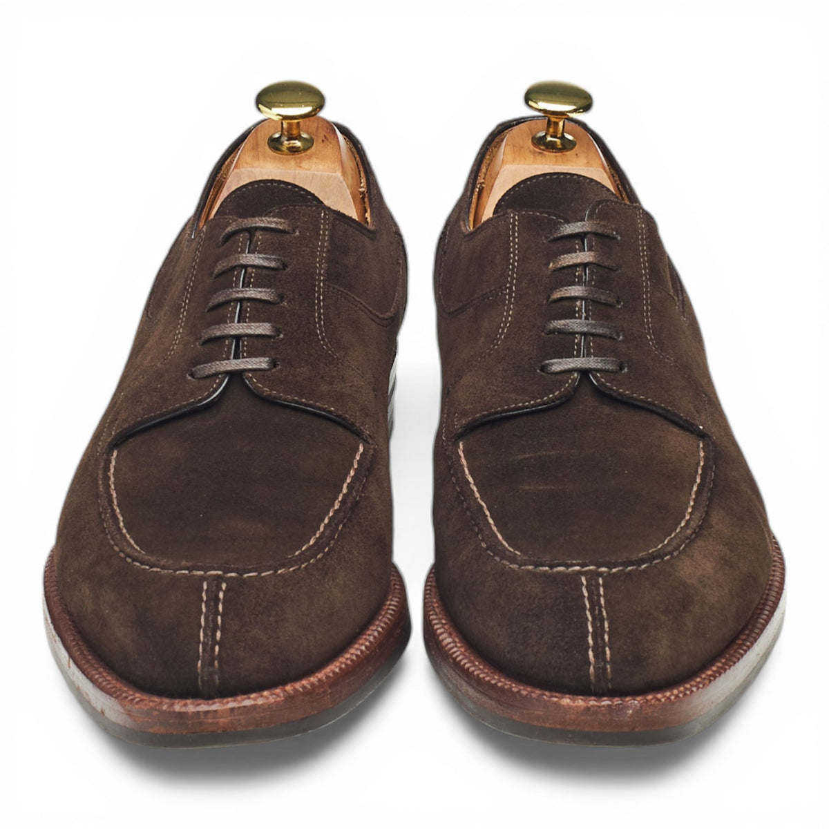 Dark Brown Suede Apron Split Toe Derby UK 8.5