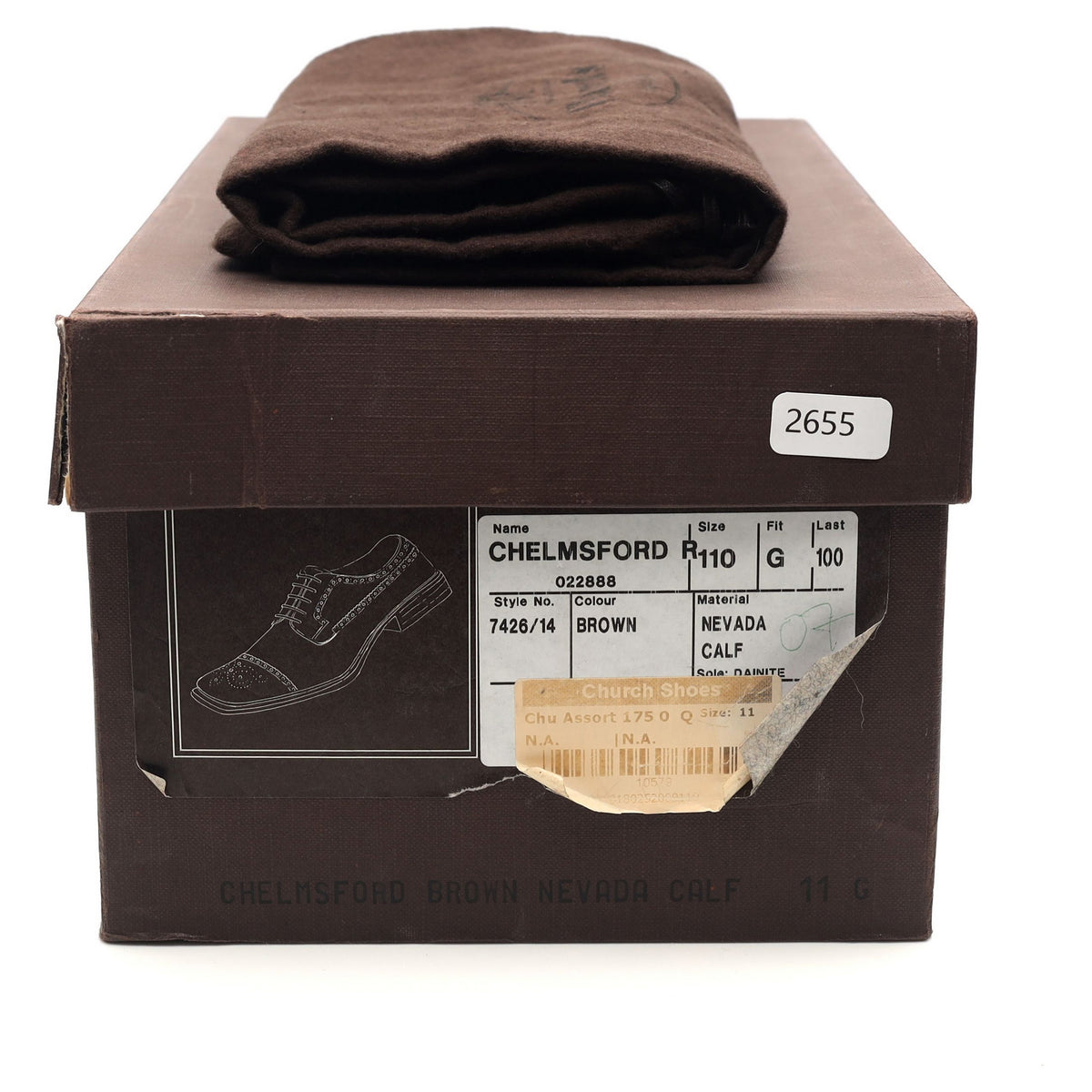 &#39;Chelmsford&#39; Dark Brown Leather Cap Toe Derby UK 11 G