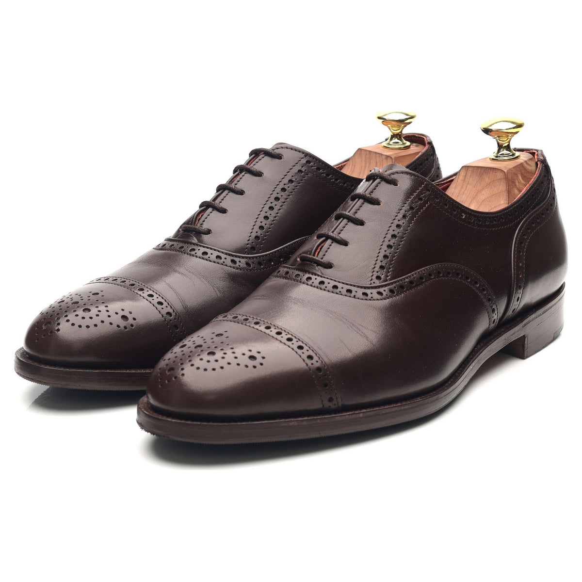 Vintage Dark Brown Leather Oxford Semi Brogues UK 7.5
