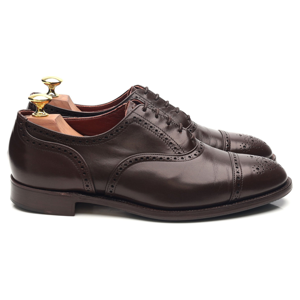 Vintage Dark Brown Leather Oxford Semi Brogues UK 7.5