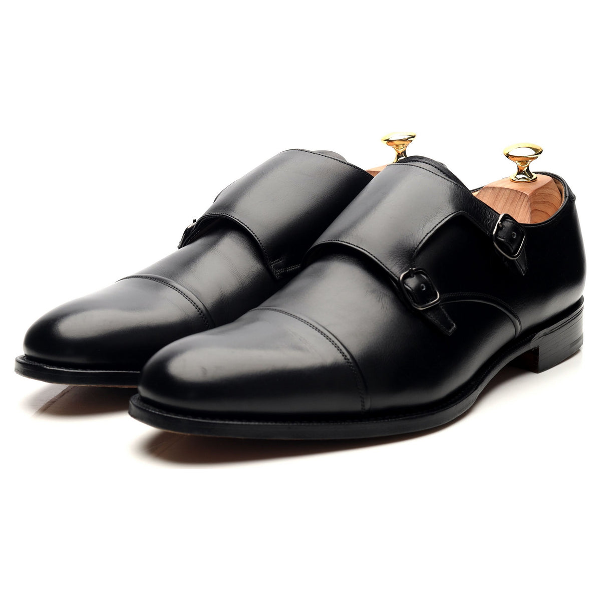 &#39;Ledstone&#39; Black Leather Double Monk Strap UK 11 G