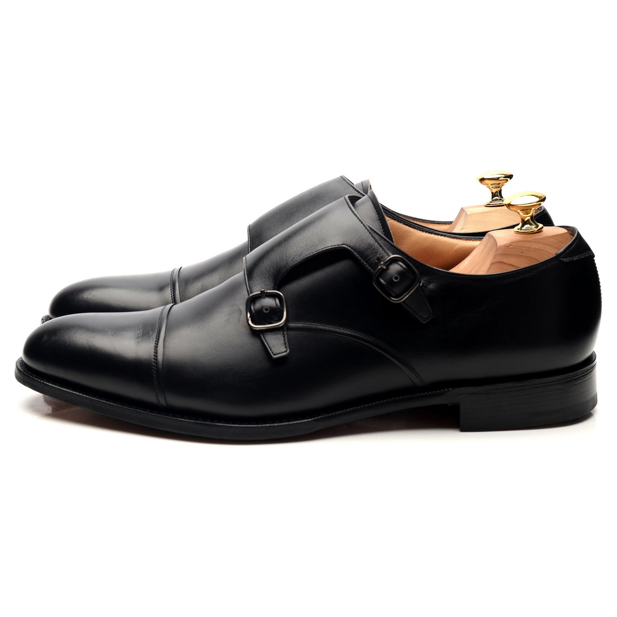 &#39;Ledstone&#39; Black Leather Double Monk Strap UK 11 G