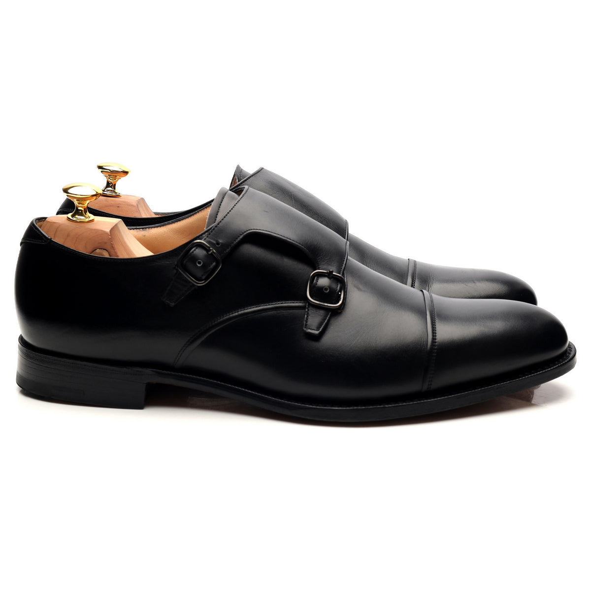 &#39;Ledstone&#39; Black Leather Double Monk Strap UK 11 G