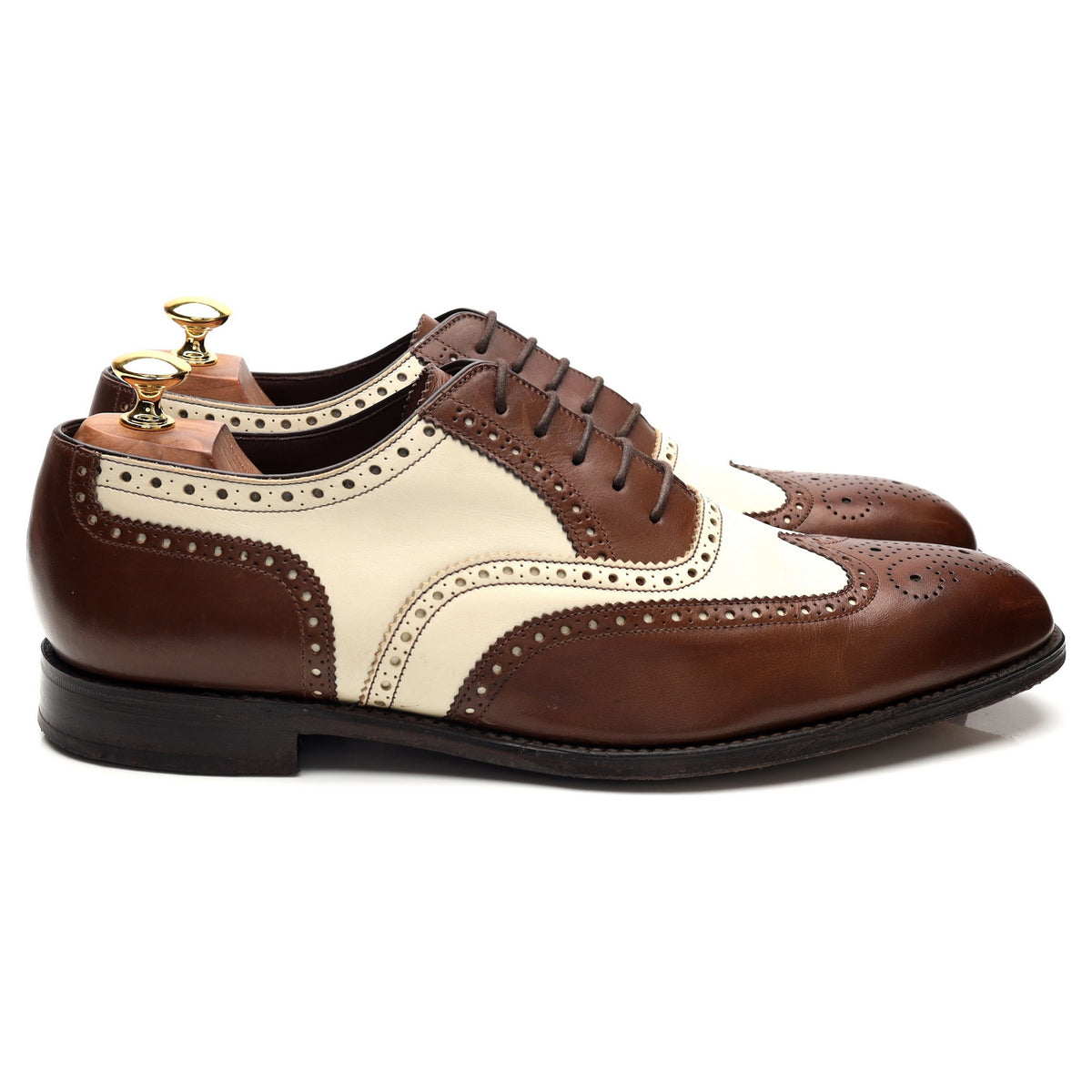 1880 &#39;Sloane&#39; Brown Cream Leather Spectator Brogues UK 10 F