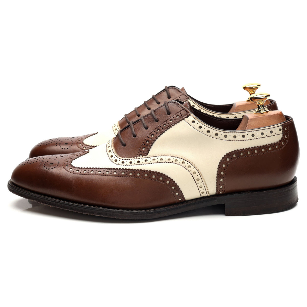 1880 &#39;Sloane&#39; Brown Cream Leather Spectator Brogues UK 10 F