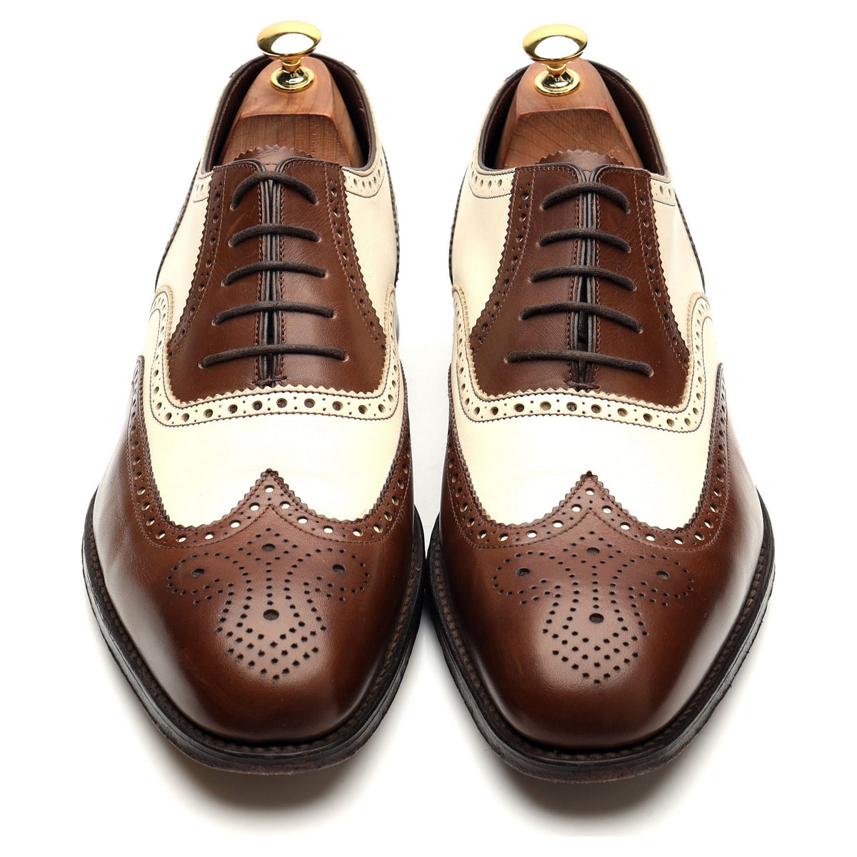 1880 &#39;Sloane&#39; Brown Cream Leather Spectator Brogues UK 10 F