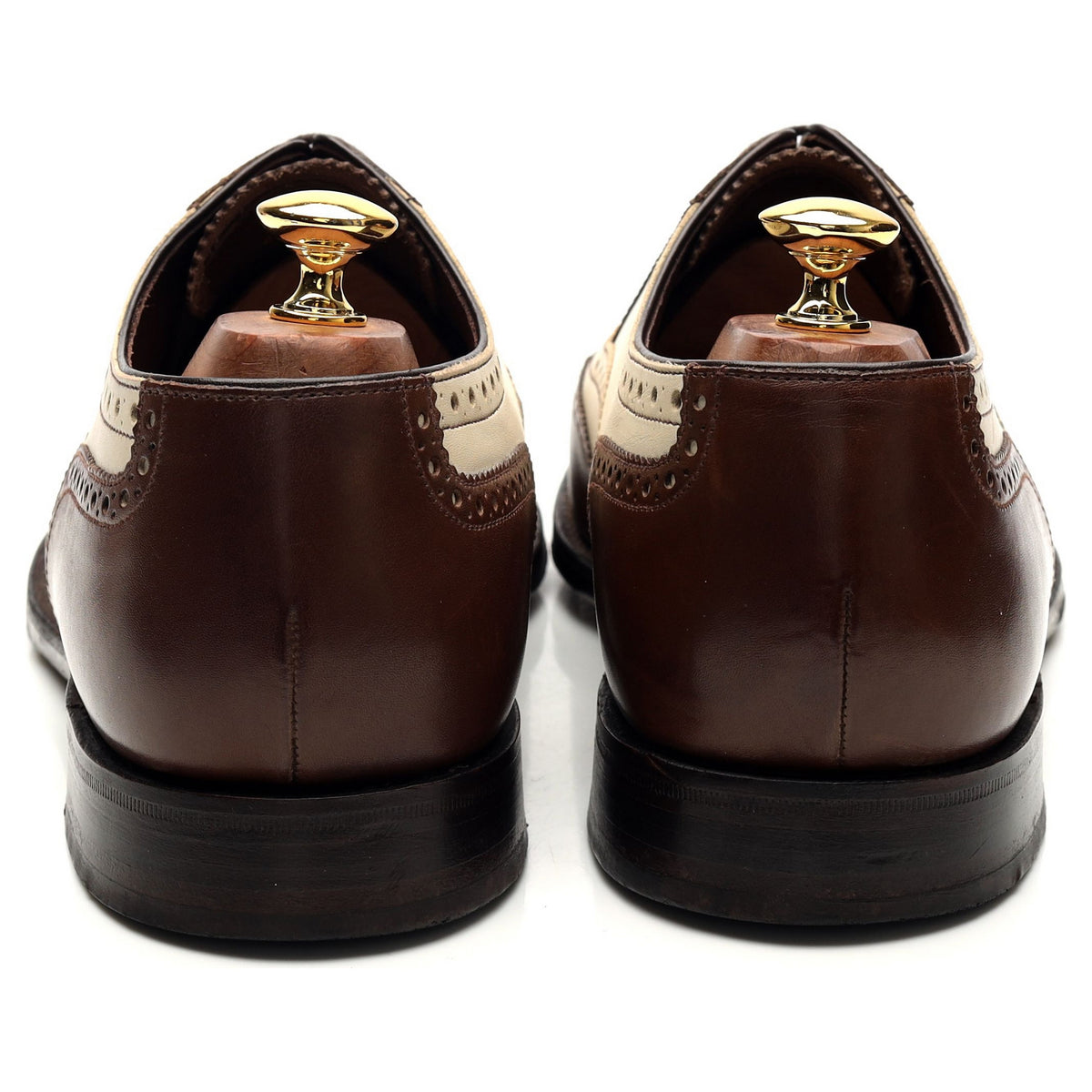 1880 &#39;Sloane&#39; Brown Cream Leather Spectator Brogues UK 10 F
