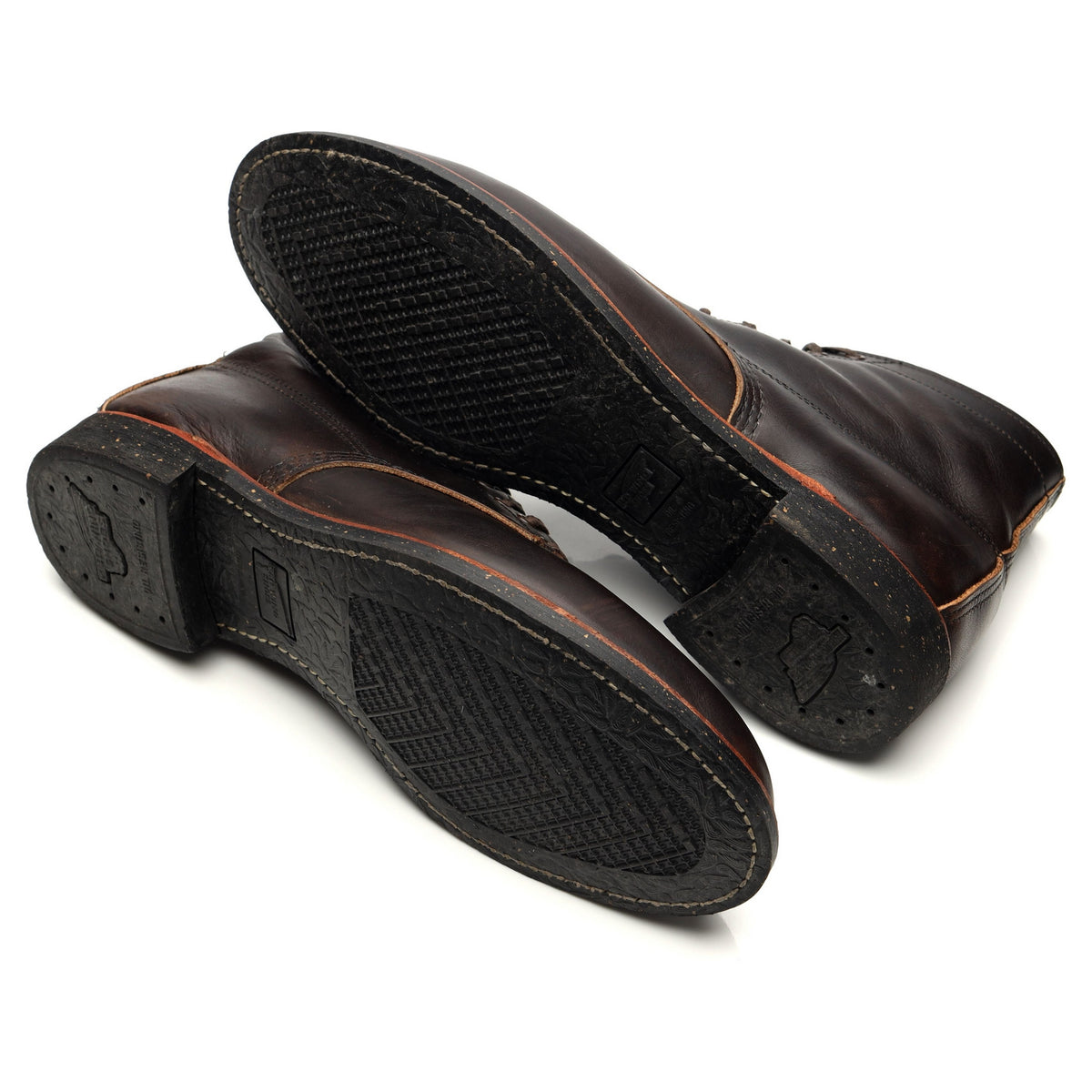 &#39;8061&#39; Dark Brown Leather Merchant Boots UK 11 US 12