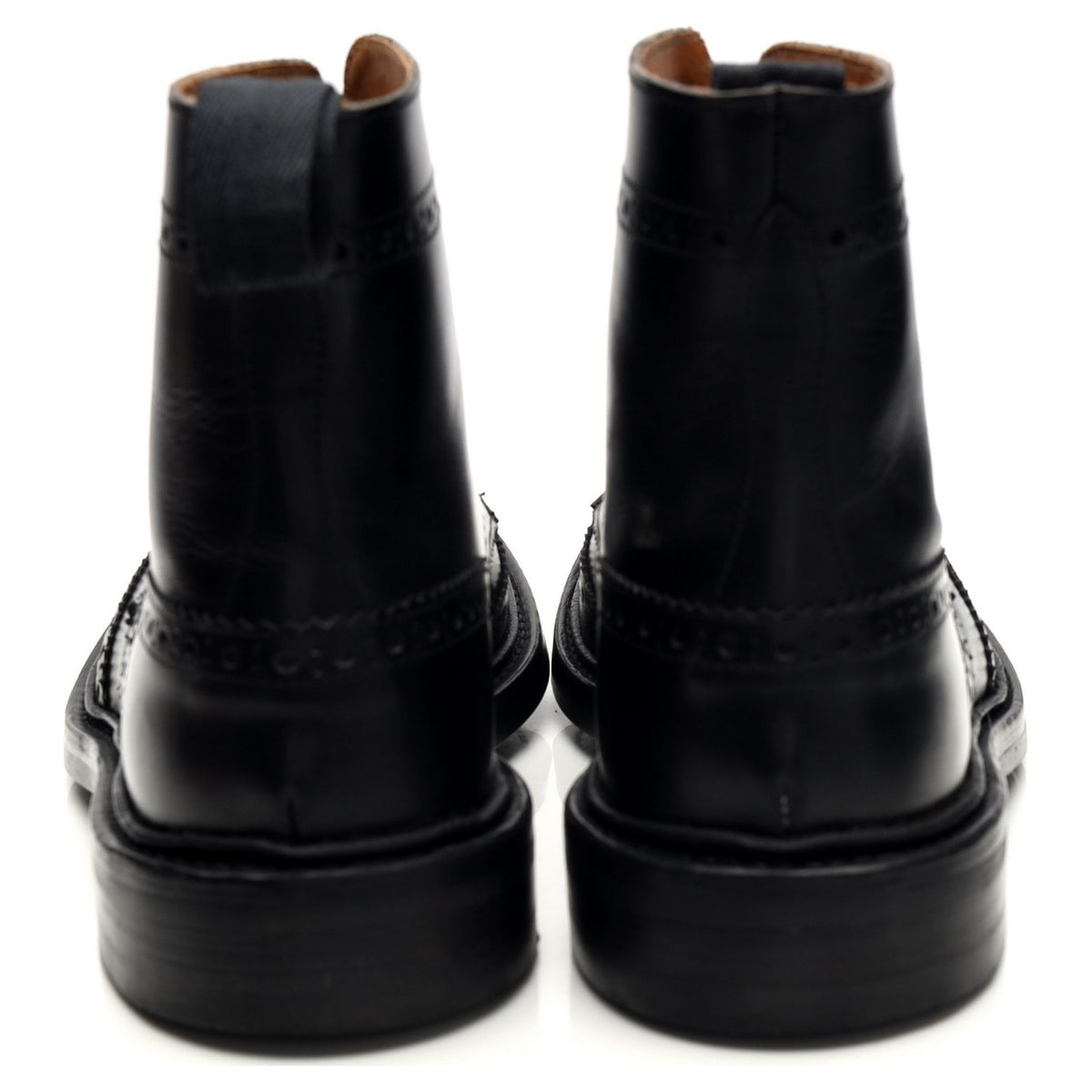&#39;Stow&#39; Black Leather Brogue Boots UK 7