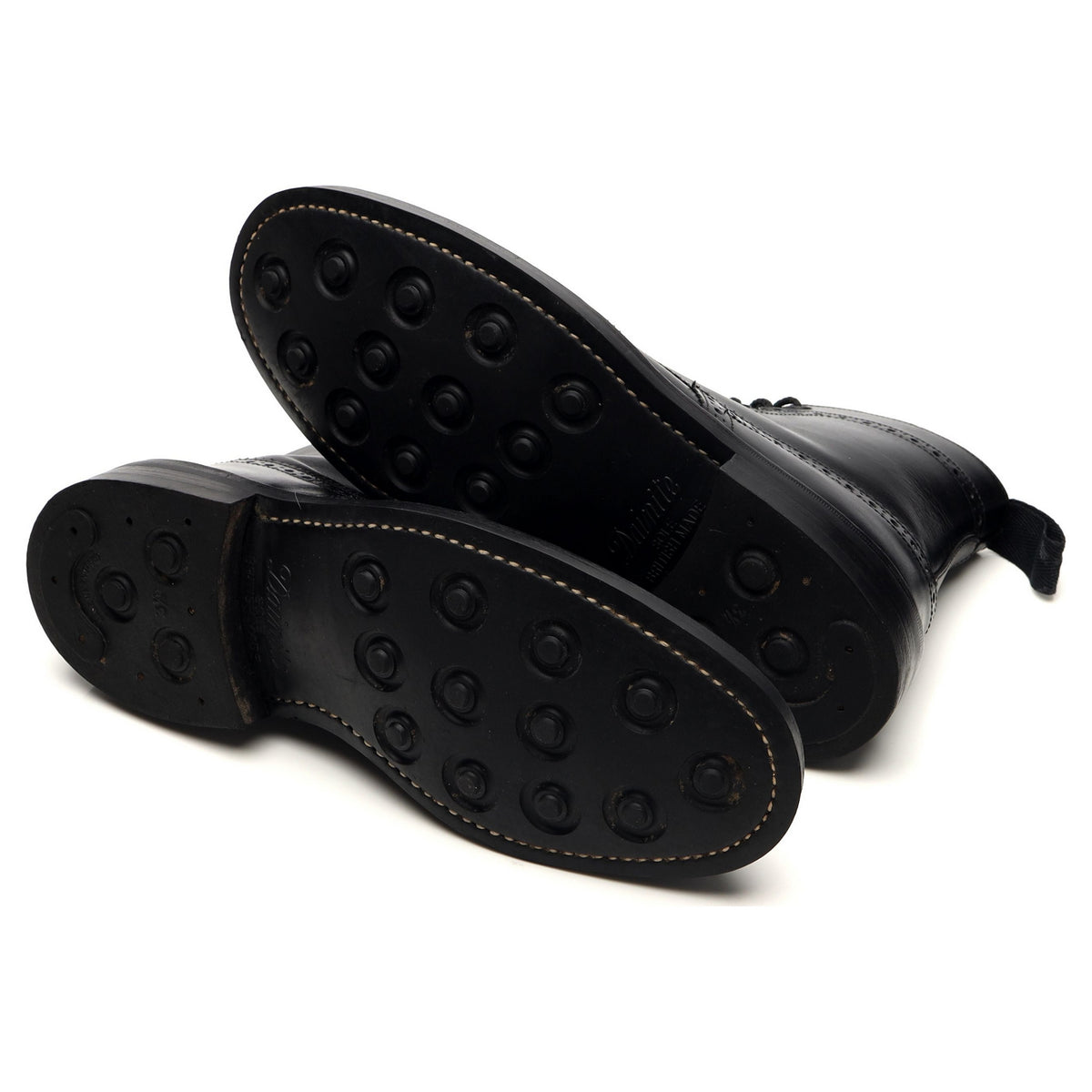 &#39;Stow&#39; Black Leather Brogue Boots UK 7