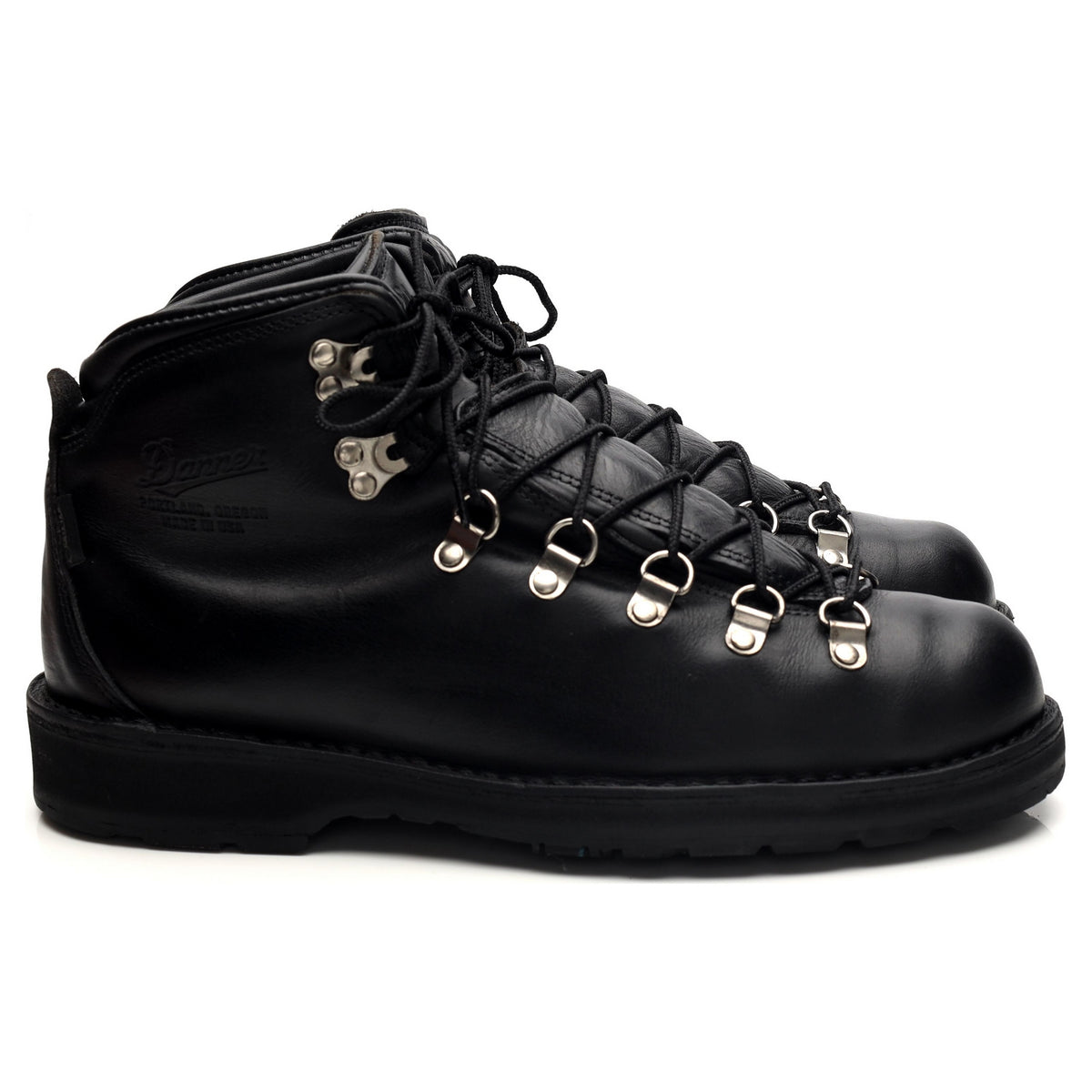&#39;Mountain Pass&#39; Black Leather Hiker Boots UK 9 US 9.5 EE