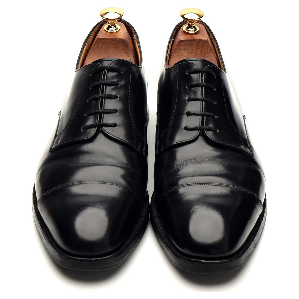 &#39;Ouse&#39; Black Leather Cap Toe Derby UK 9 F