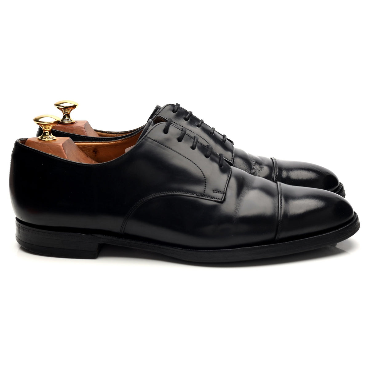 &#39;Ouse&#39; Black Leather Cap Toe Derby UK 9 F
