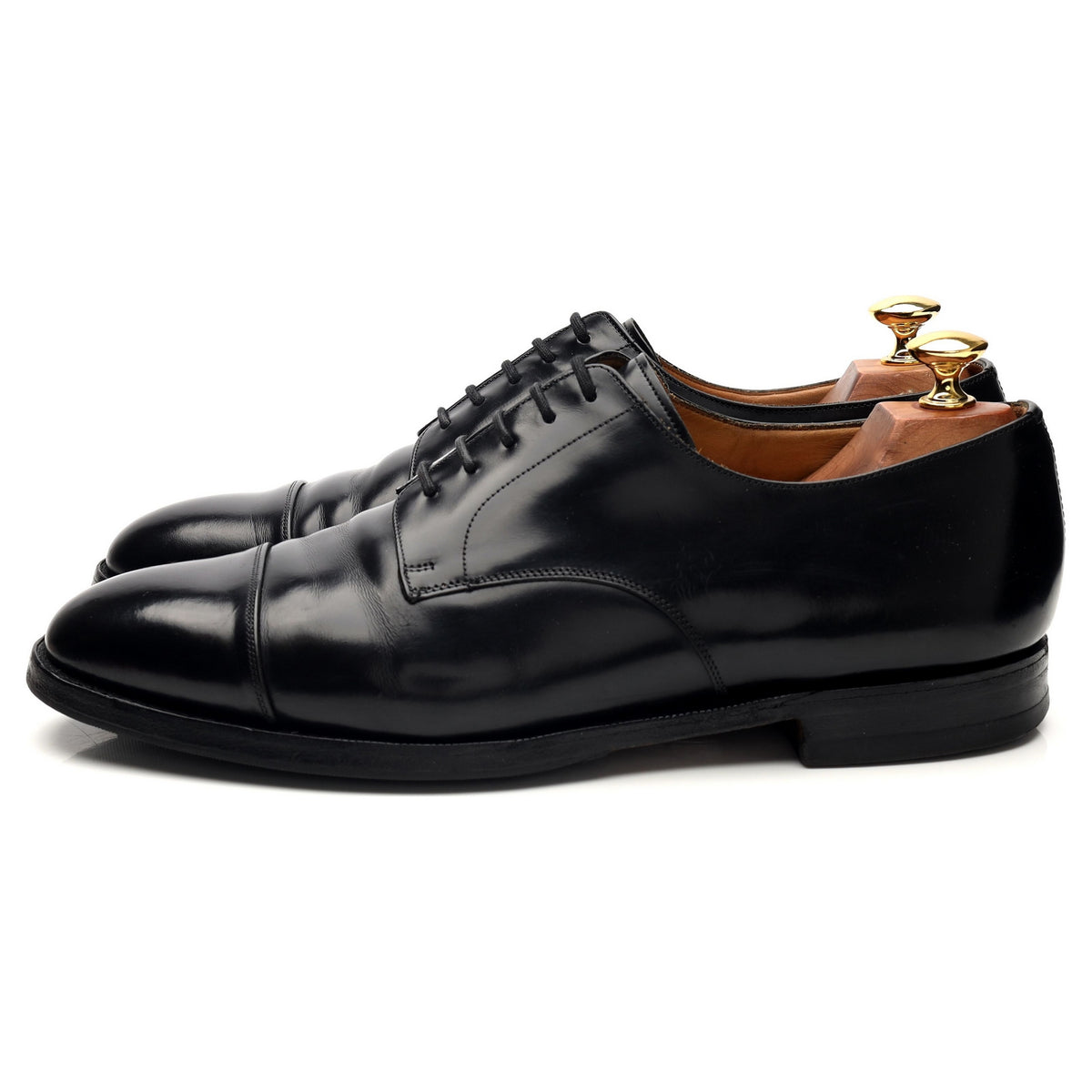 &#39;Ouse&#39; Black Leather Cap Toe Derby UK 9 F