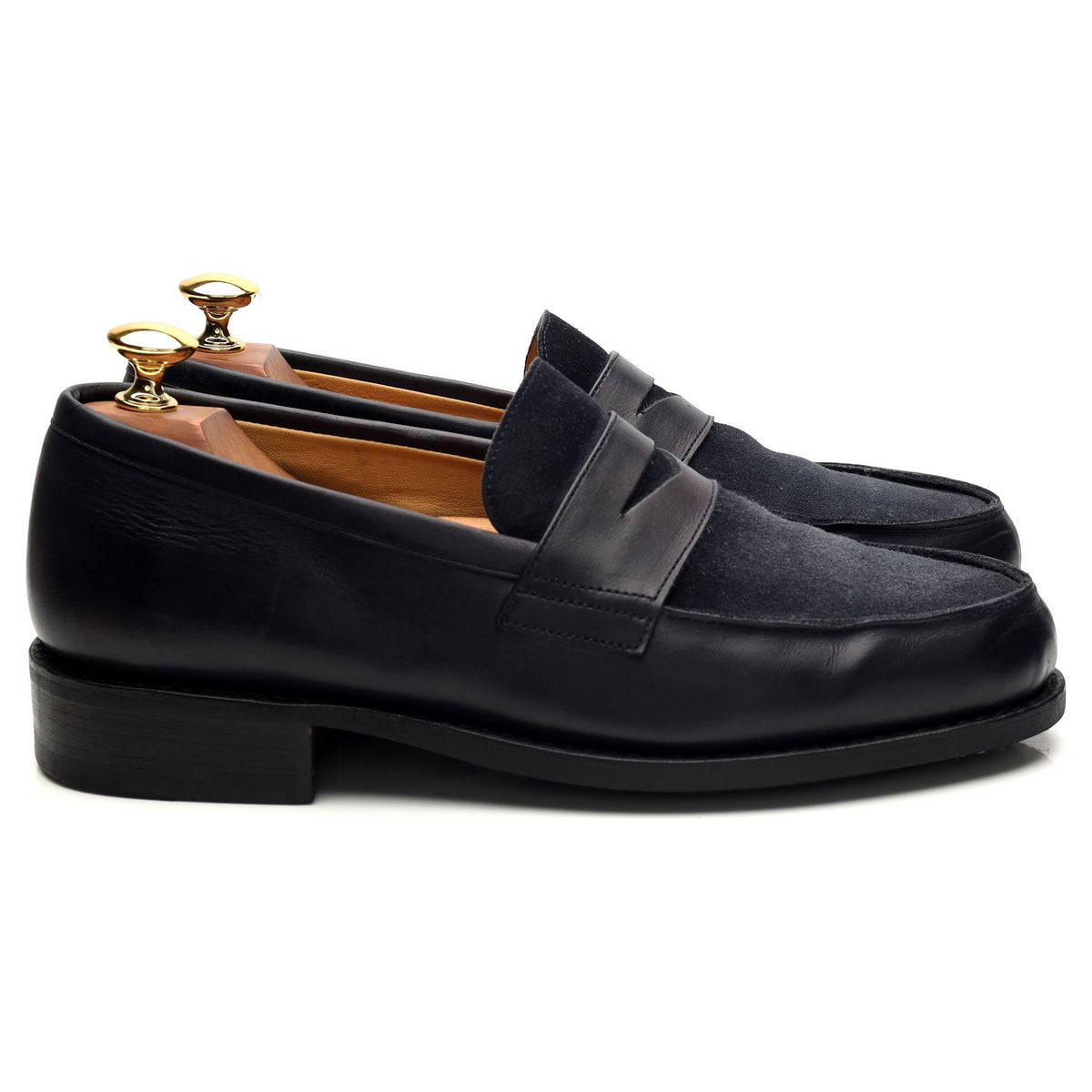 &#39;Dax&#39; Navy Blue Leather / Suede Loafers UK 6