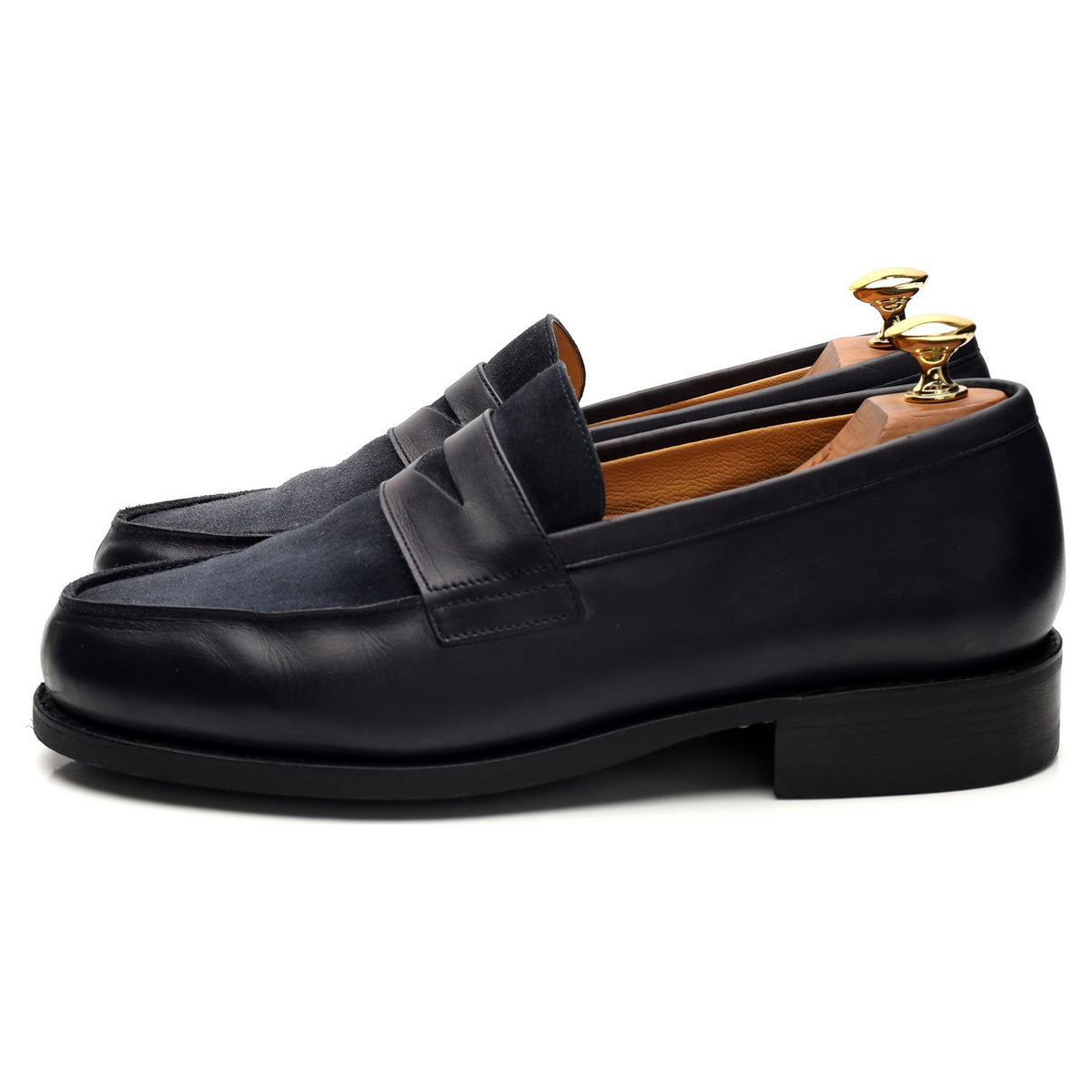 &#39;Dax&#39; Navy Blue Leather / Suede Loafers UK 6