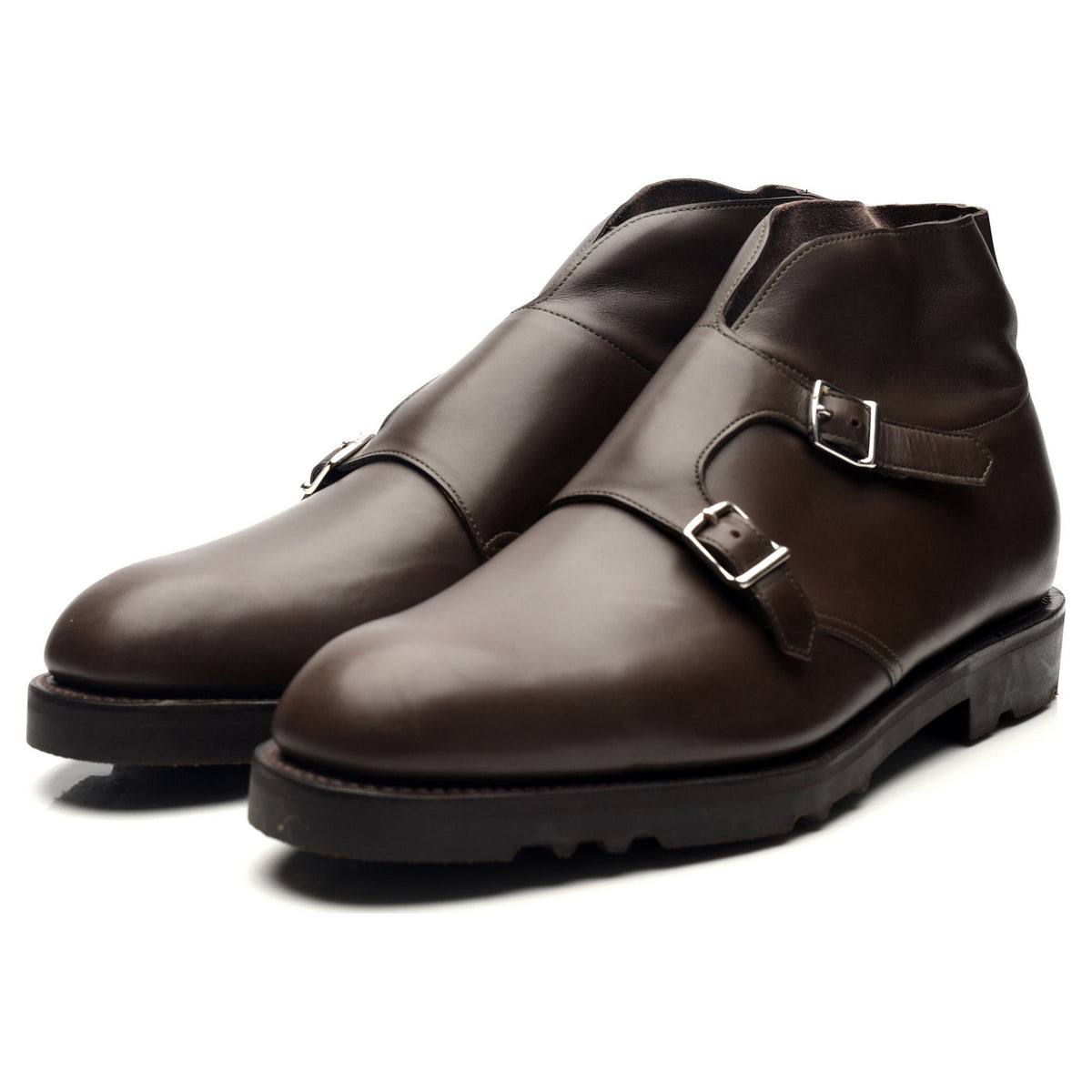 &#39;Debee&#39; Brown Leather Double Monk Strap Boots UK 10 E