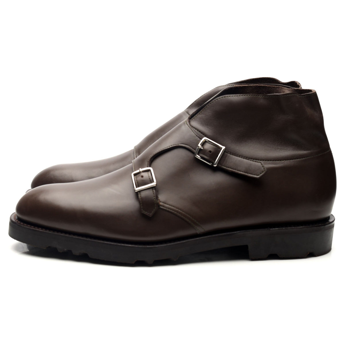 &#39;Debee&#39; Brown Leather Double Monk Strap Boots UK 10 E