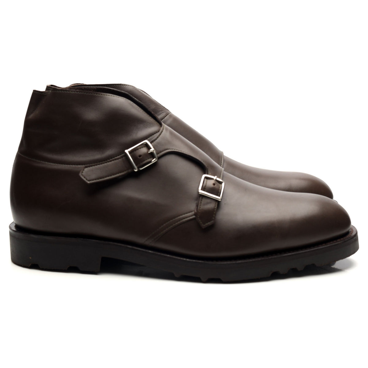 &#39;Debee&#39; Brown Leather Double Monk Strap Boots UK 10 E