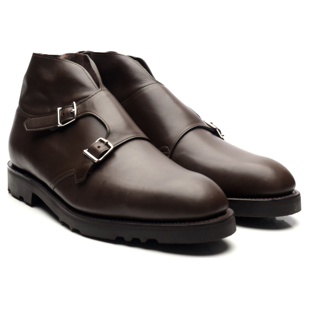 &#39;Debee&#39; Brown Leather Double Monk Strap Boots UK 10 E