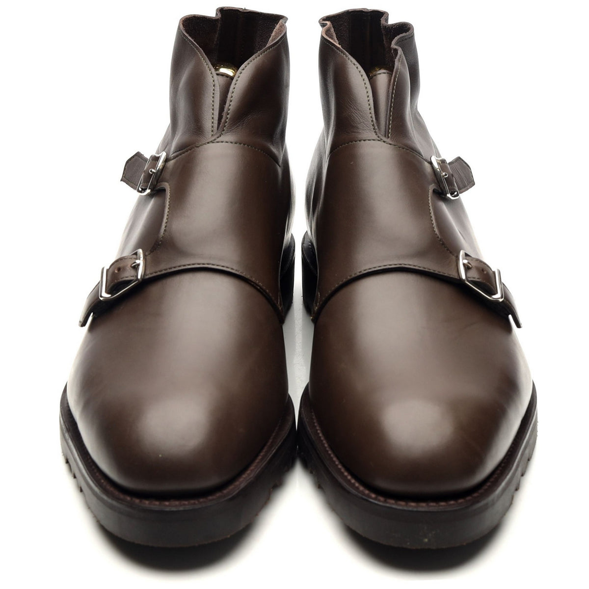 &#39;Debee&#39; Brown Leather Double Monk Strap Boots UK 10 E