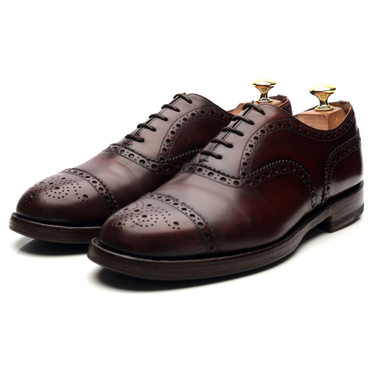 Burgundy Leather Oxford Semi Brogues UK 8 F