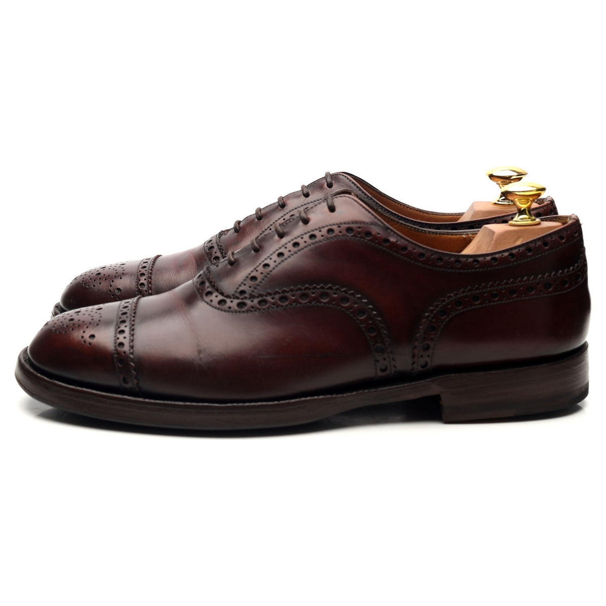 Burgundy Leather Oxford Semi Brogues UK 8 F