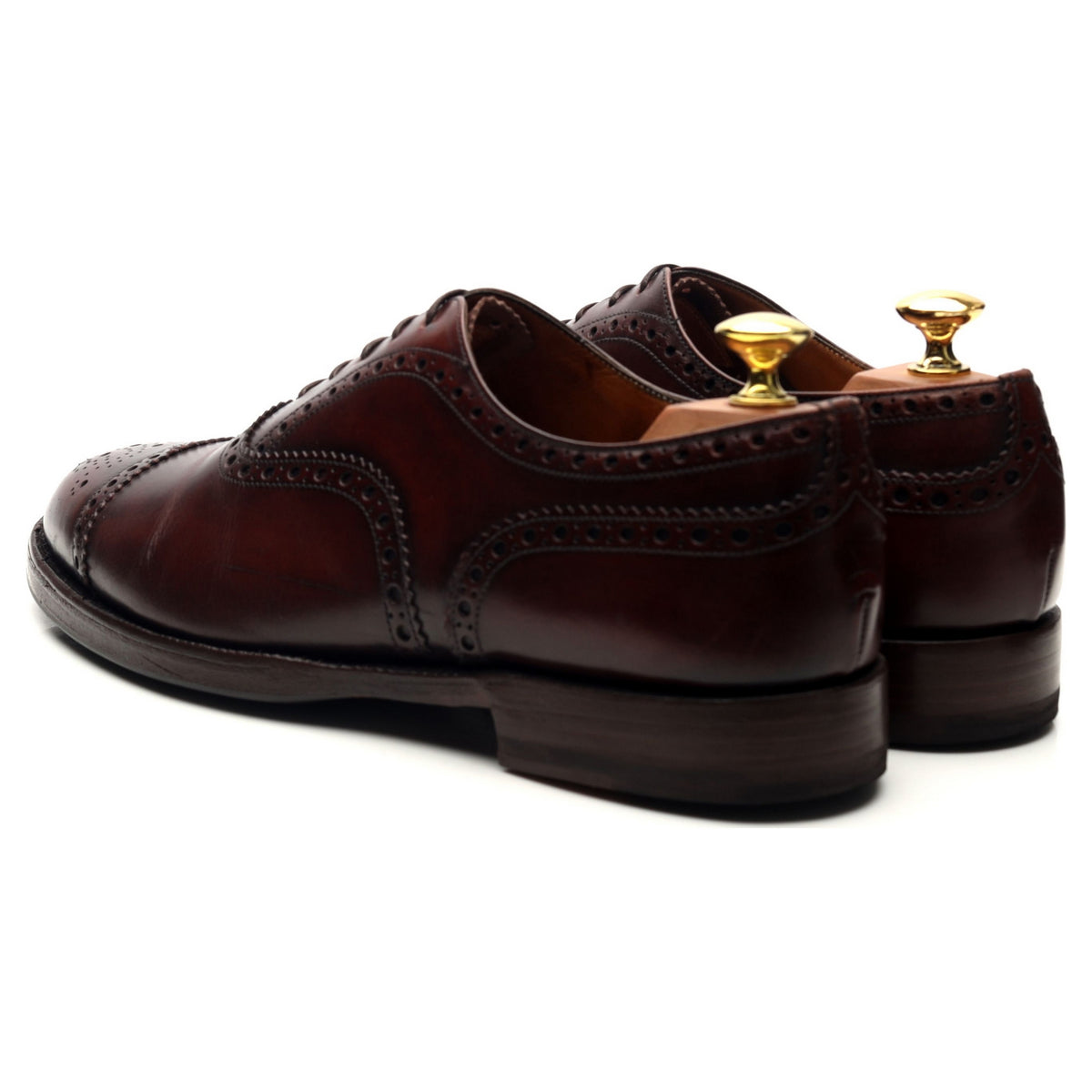 Burgundy Leather Oxford Semi Brogues UK 8 F