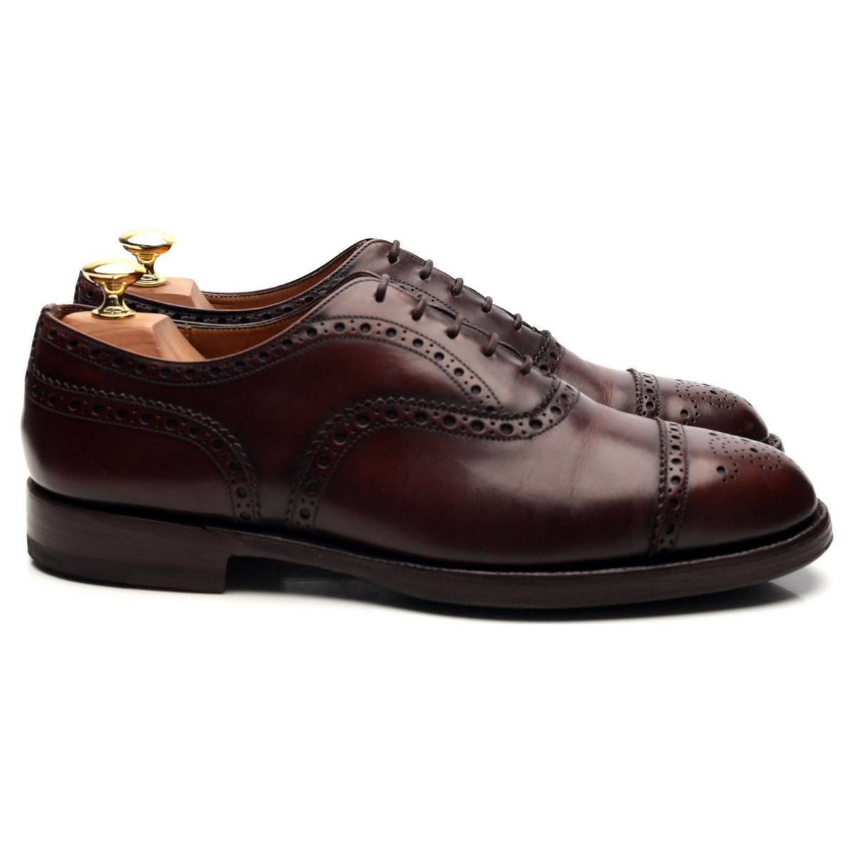 Burgundy Leather Oxford Semi Brogues UK 8 F