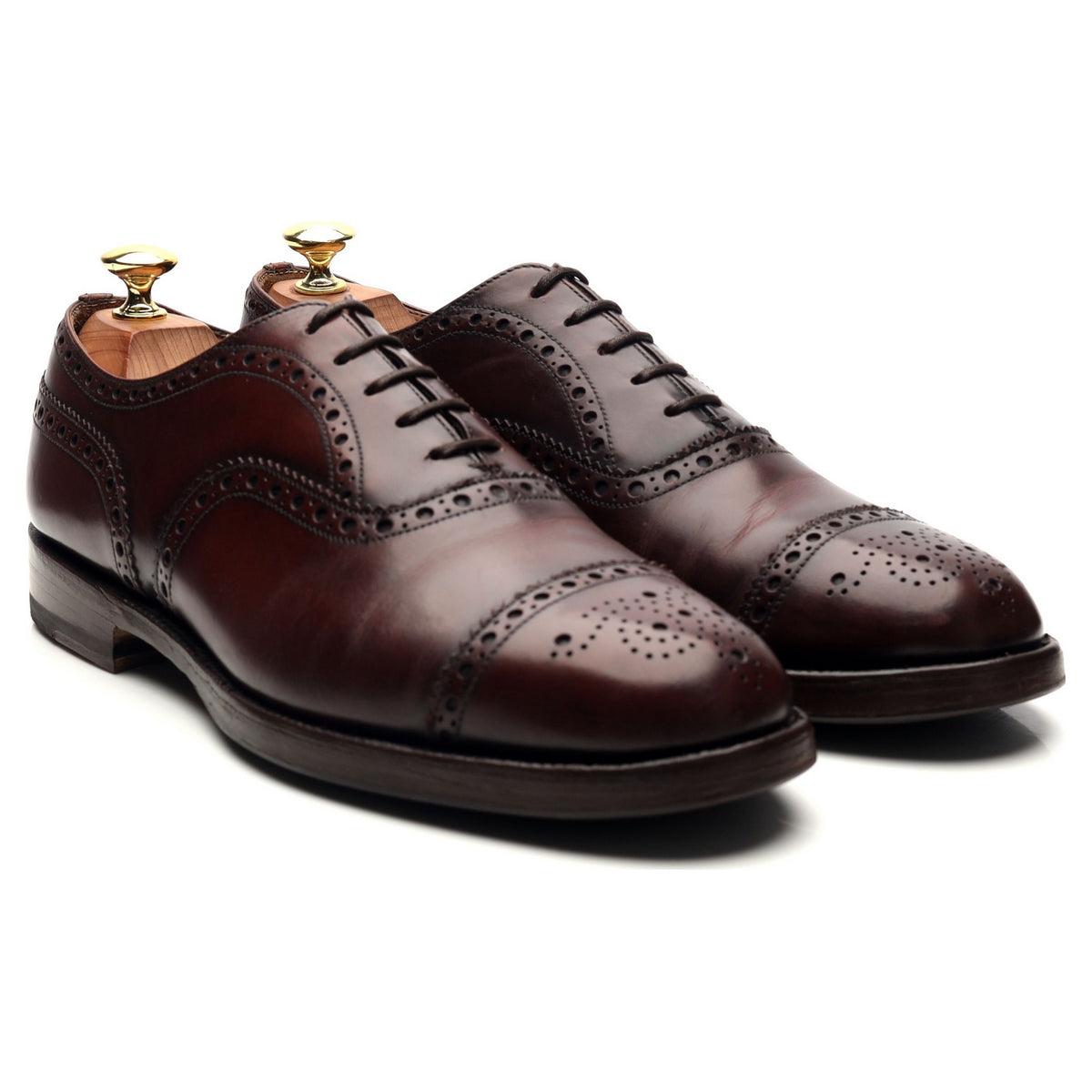 Burgundy Leather Oxford Semi Brogues UK 8 F