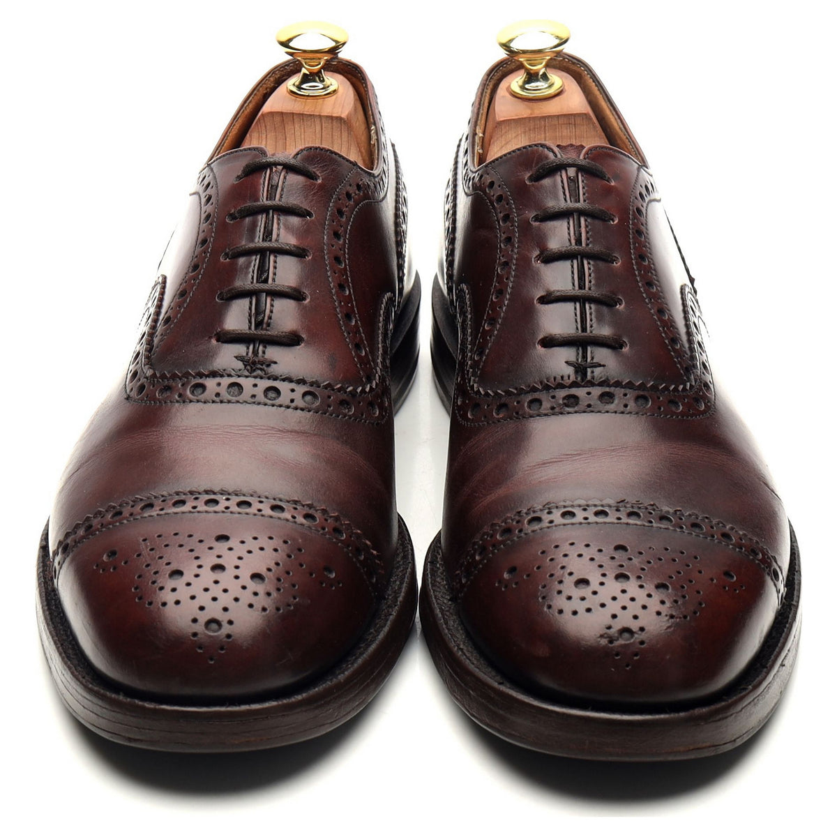 Burgundy Leather Oxford Semi Brogues UK 8 F