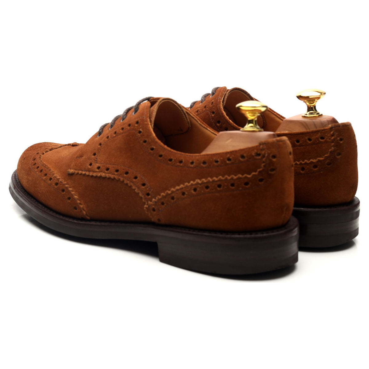 Tan Brown Suede Derby Brogues UK 7.5 F