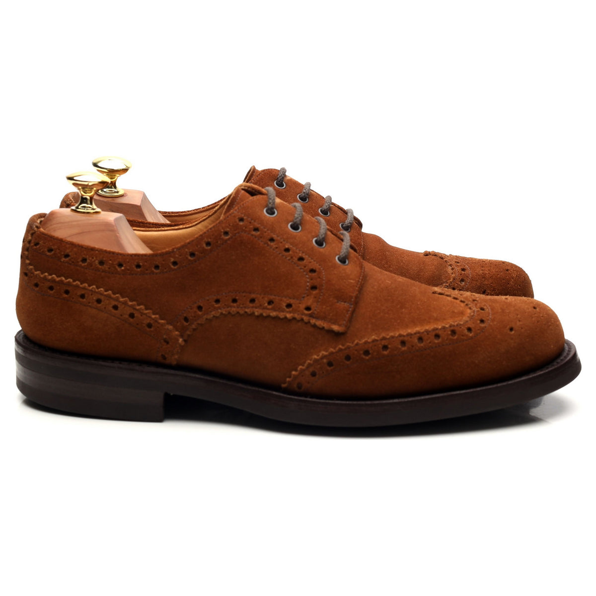 Tan Brown Suede Derby Brogues UK 7.5 F