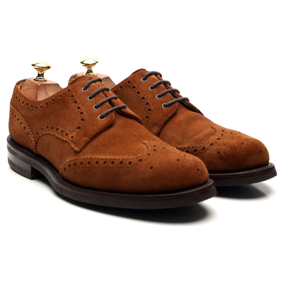 Tan Brown Suede Derby Brogues UK 7.5 F