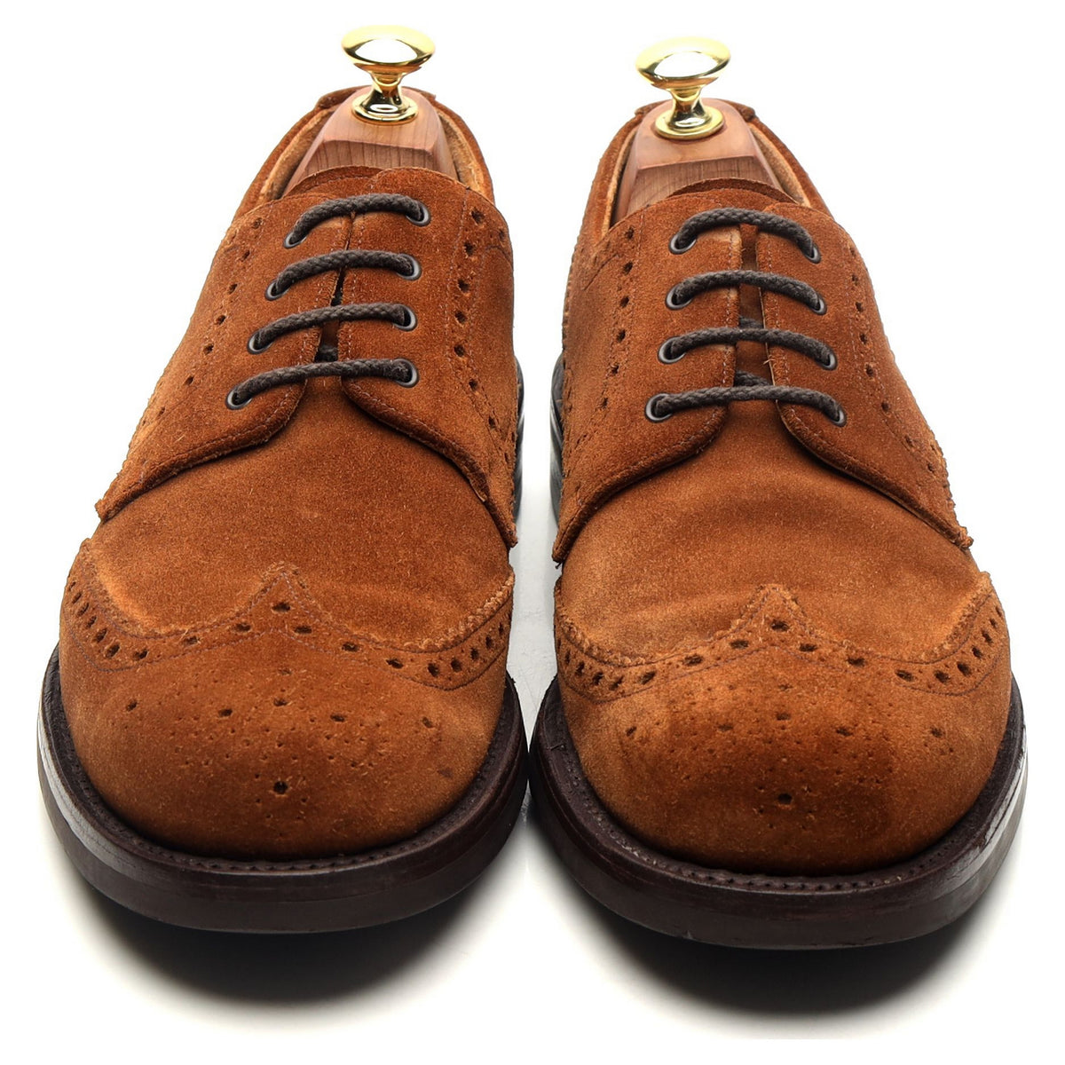 Tan Brown Suede Derby Brogues UK 7.5 F