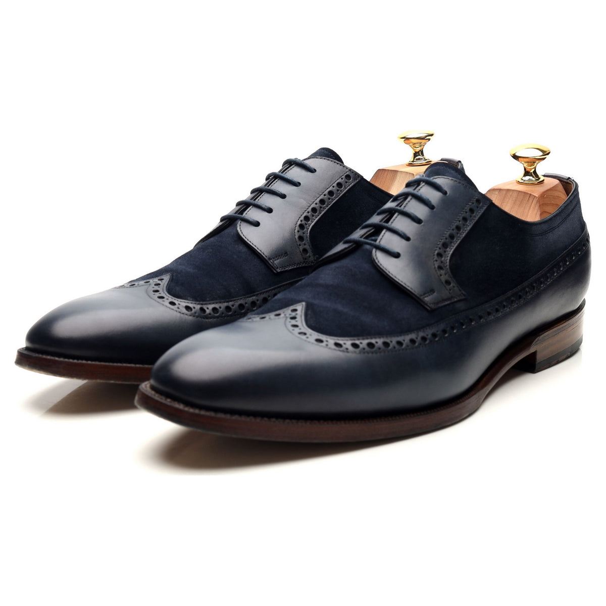 &#39;082&#39; Navy Blue Two Tone Leather Derby Brogues UK 10.5