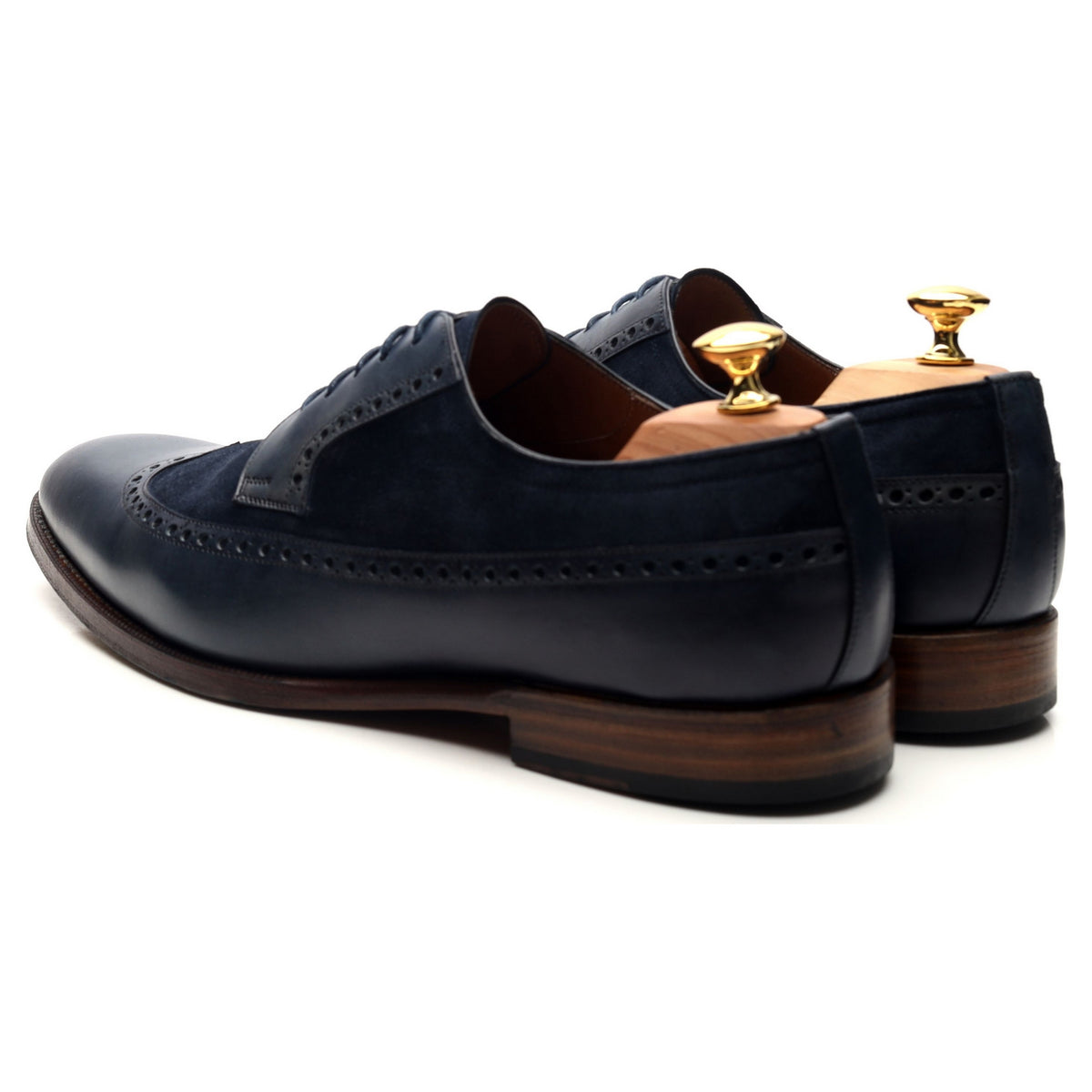 &#39;082&#39; Navy Blue Two Tone Leather Derby Brogues UK 10.5