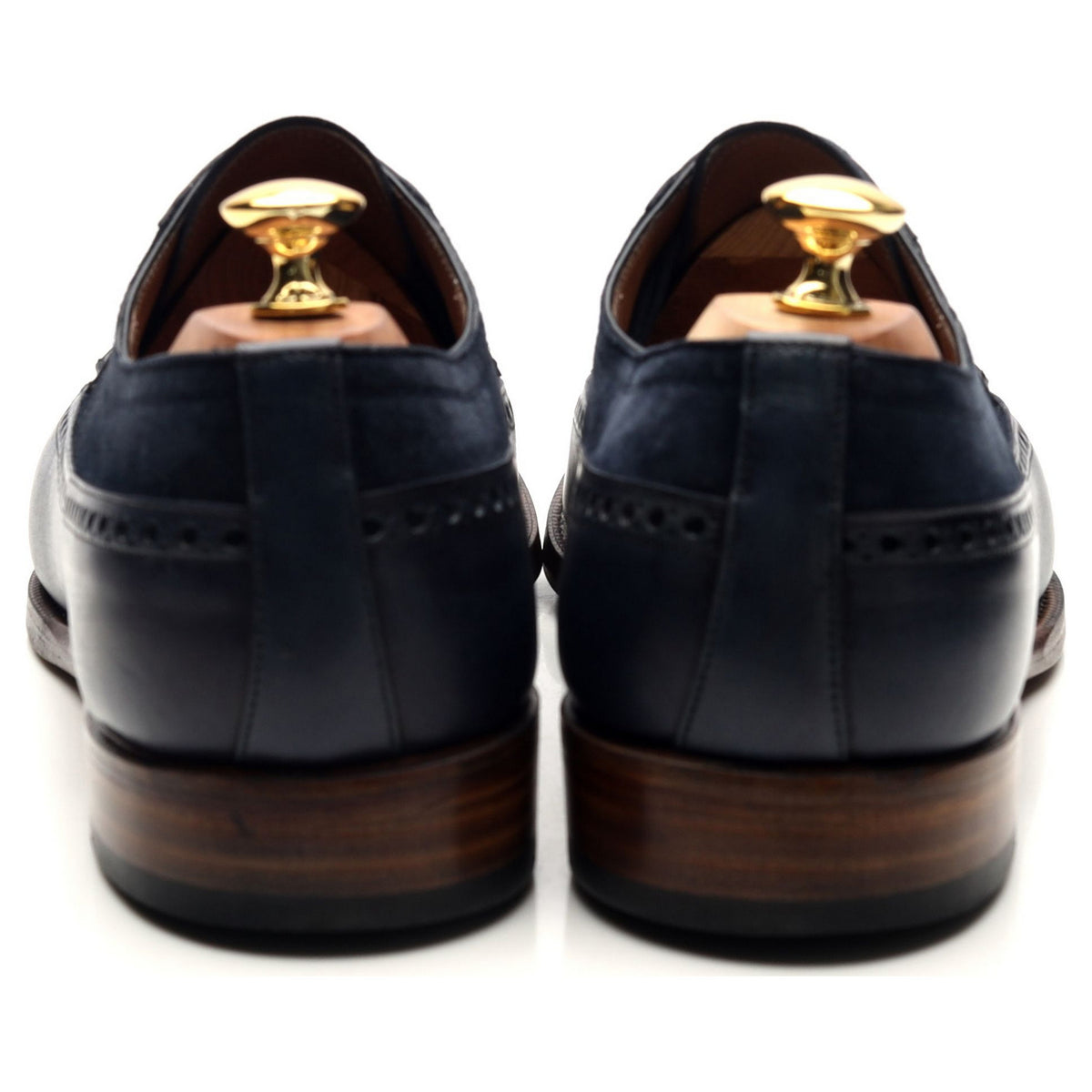 &#39;082&#39; Navy Blue Two Tone Leather Derby Brogues UK 10.5