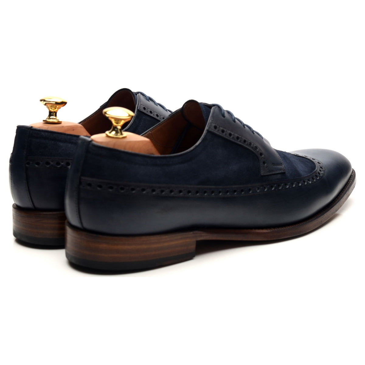 &#39;082&#39; Navy Blue Two Tone Leather Derby Brogues UK 10.5