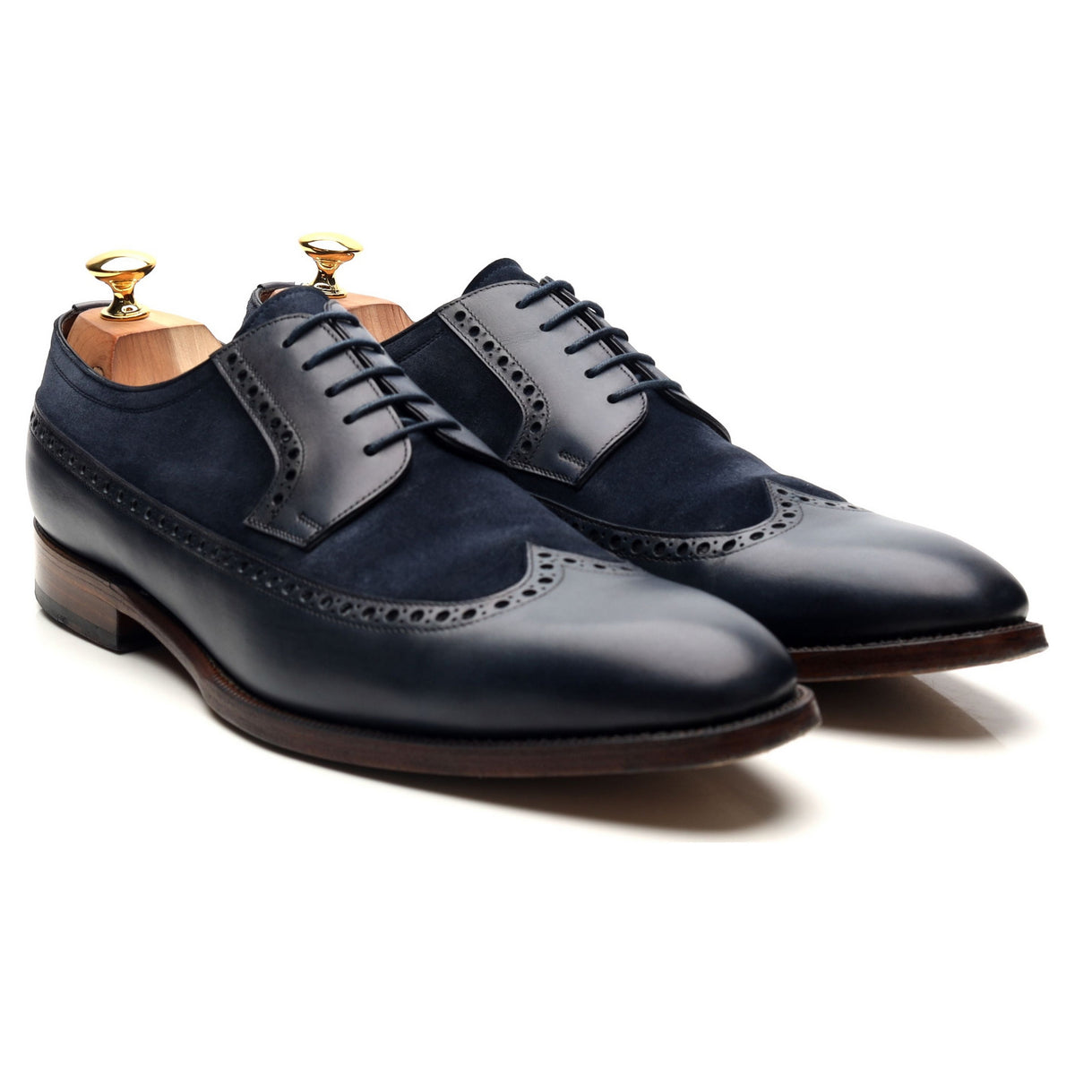 &#39;082&#39; Navy Blue Two Tone Leather Derby Brogues UK 10.5