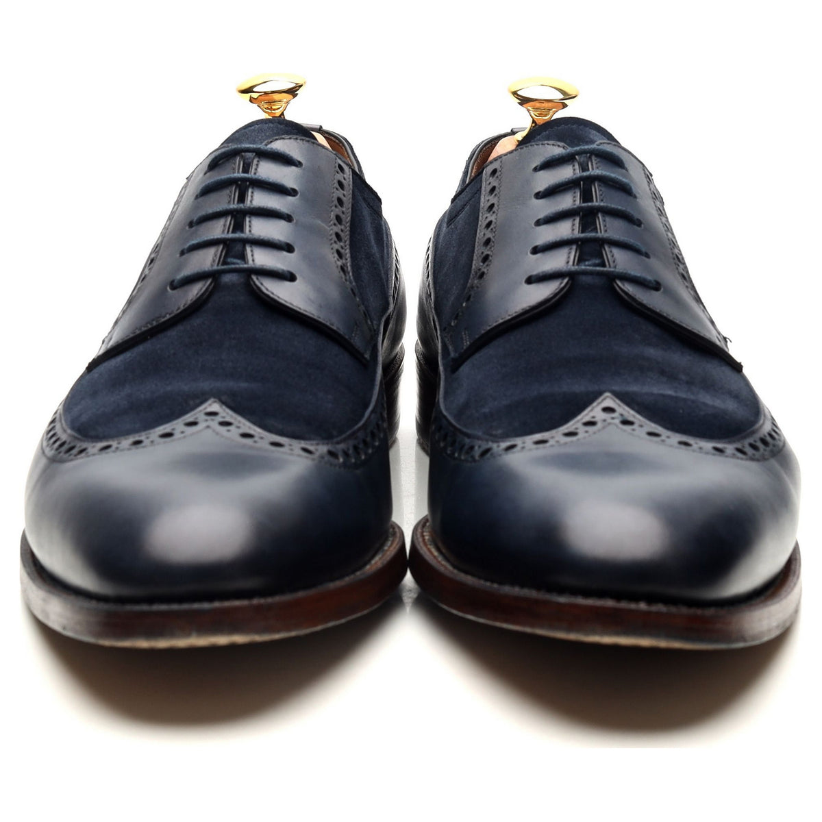 &#39;082&#39; Navy Blue Two Tone Leather Derby Brogues UK 10.5