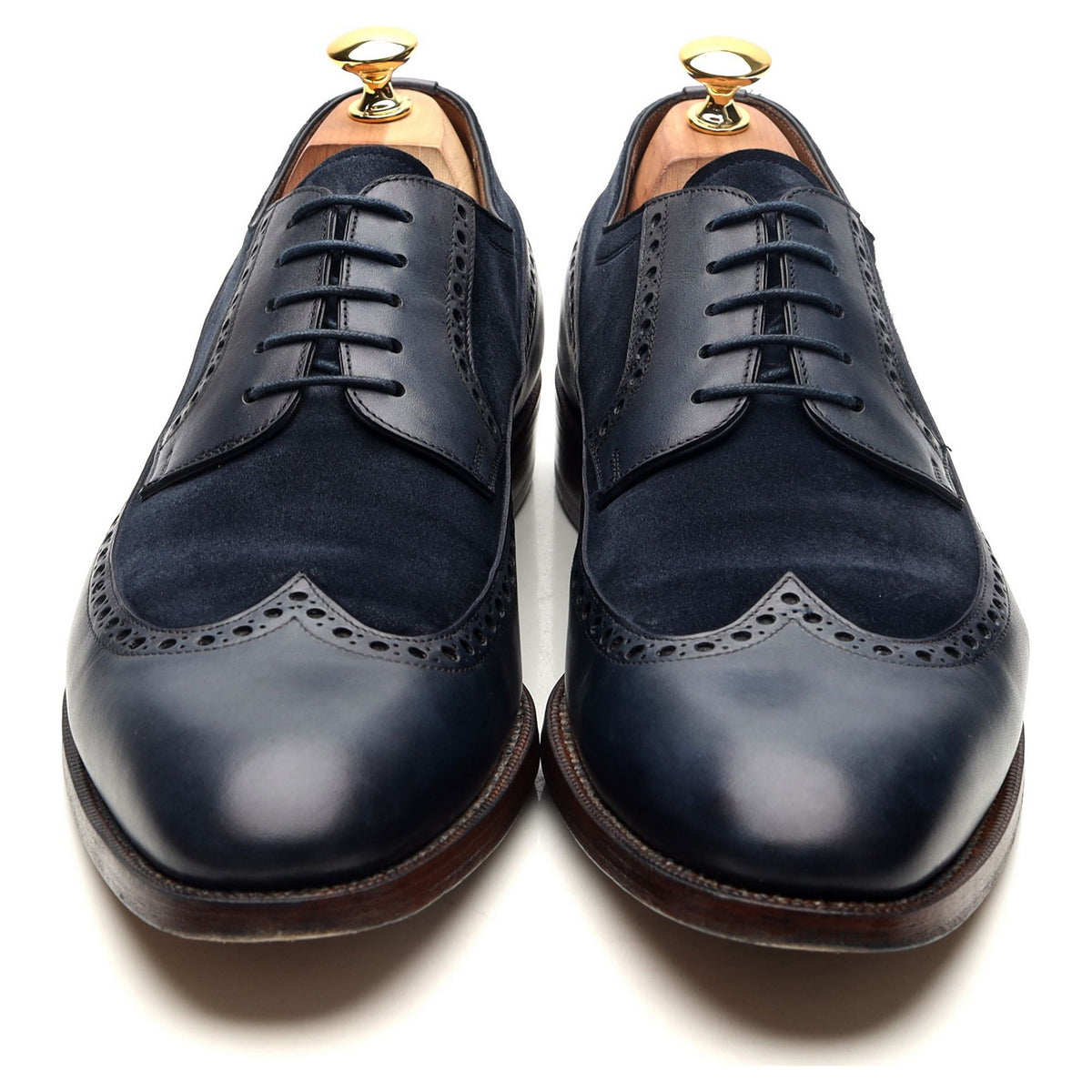 &#39;082&#39; Navy Blue Two Tone Leather Derby Brogues UK 10.5