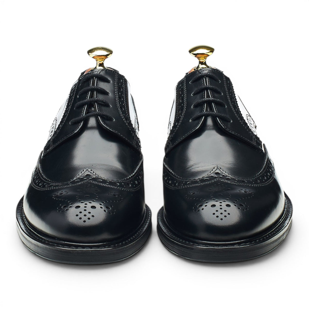 'Edinburgh' Black Leather Derby Brogues UK 7.5 F