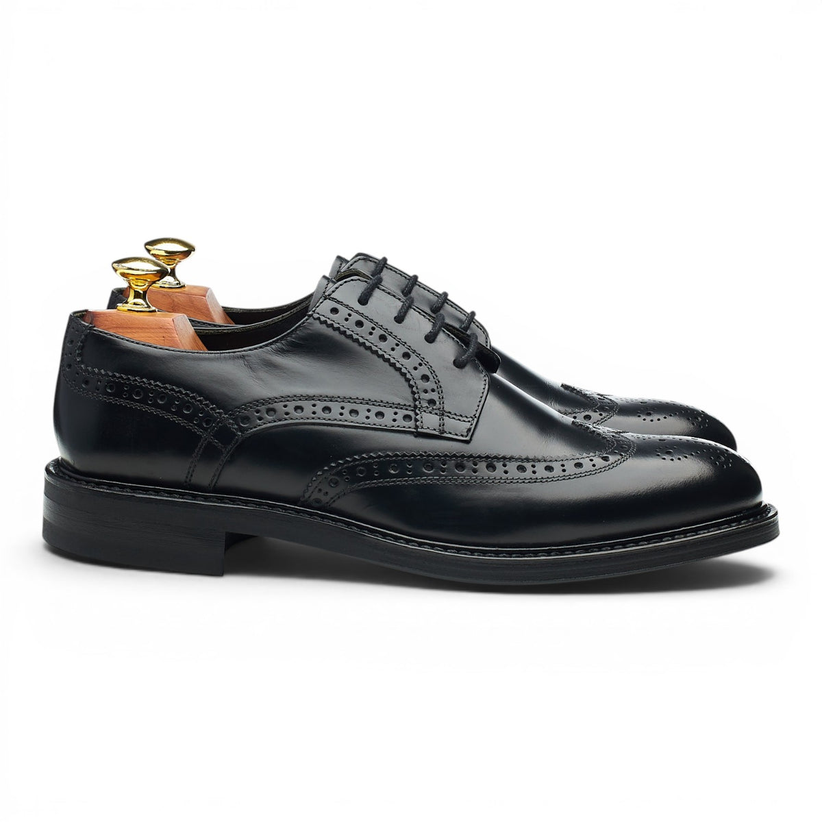 'Edinburgh' Black Leather Derby Brogues UK 7.5 F