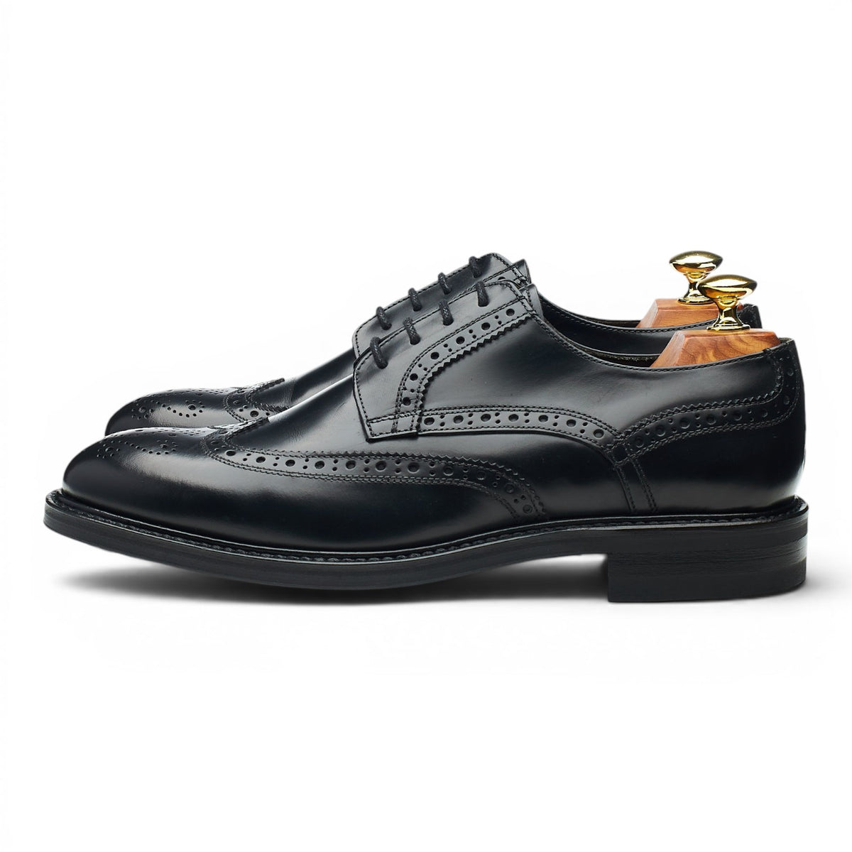 'Edinburgh' Black Leather Derby Brogues UK 7.5 F