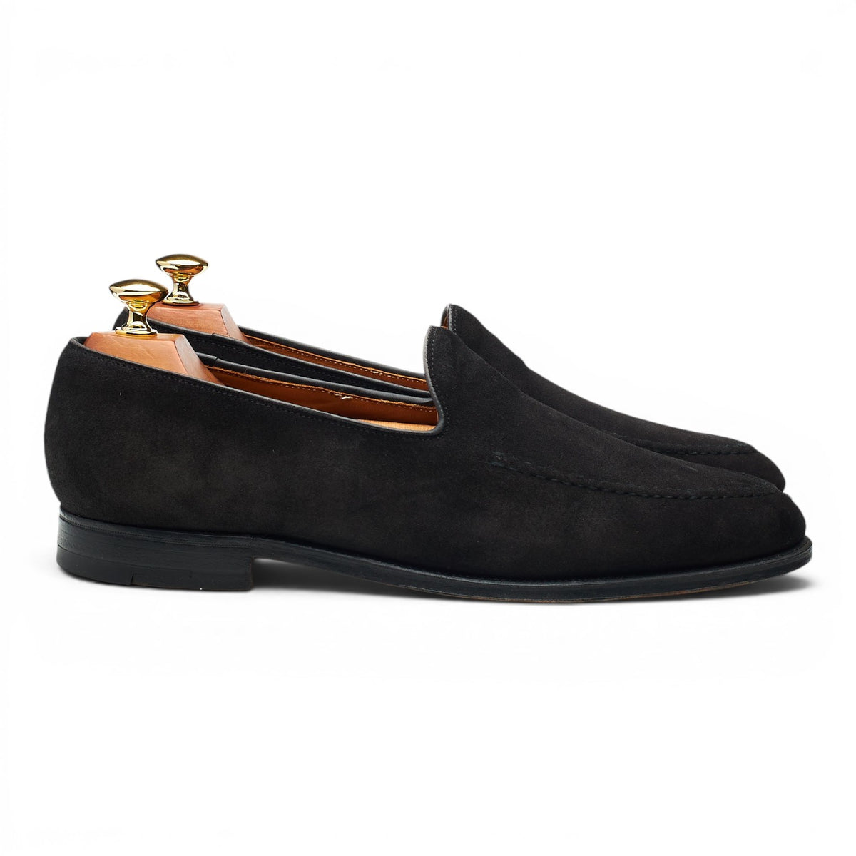 New & Lingwood Black Suede Slip On Loafers UK 9 E